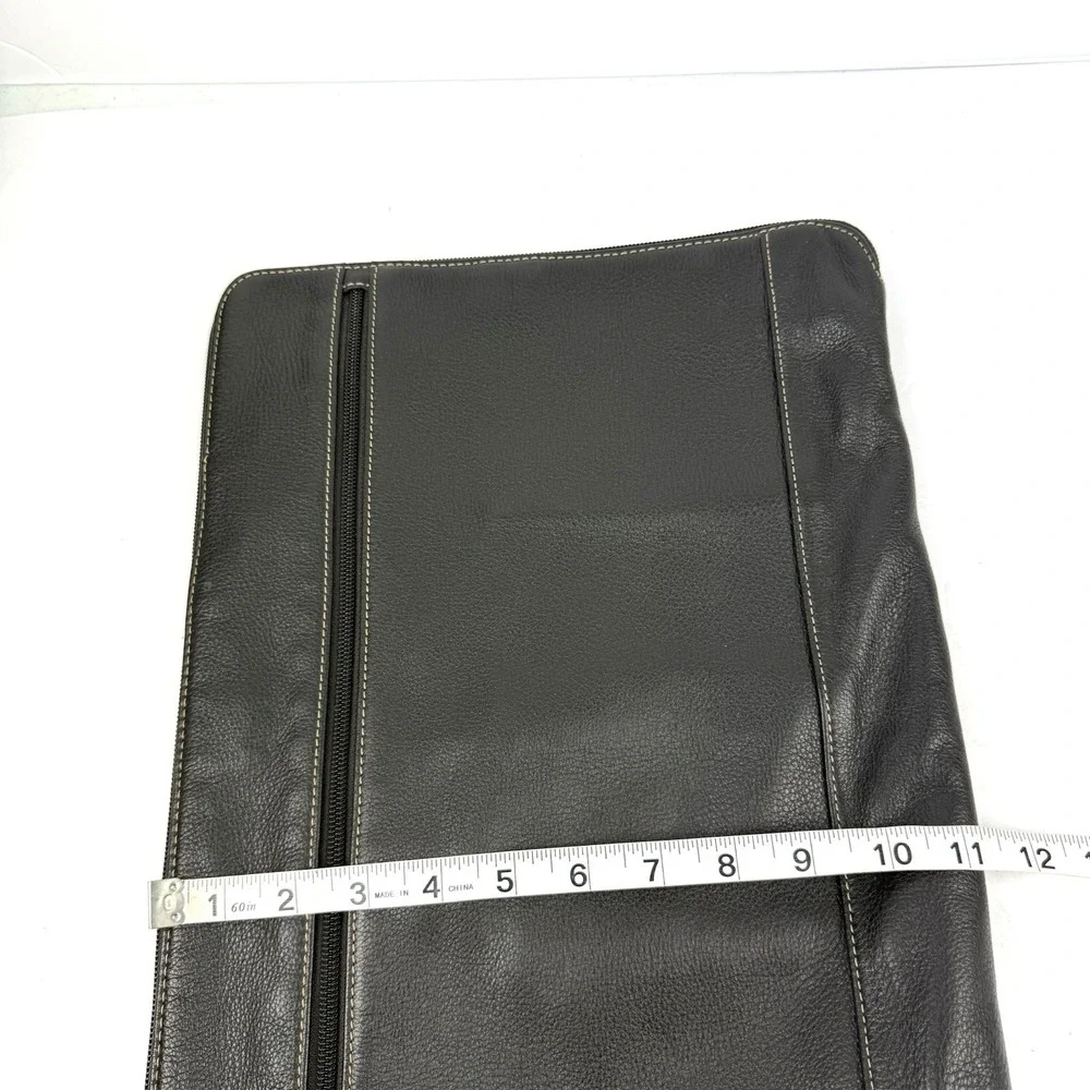 Vintage Levenger Briefolio Bomber Jacket Dark Brown Leather Computer Case Large